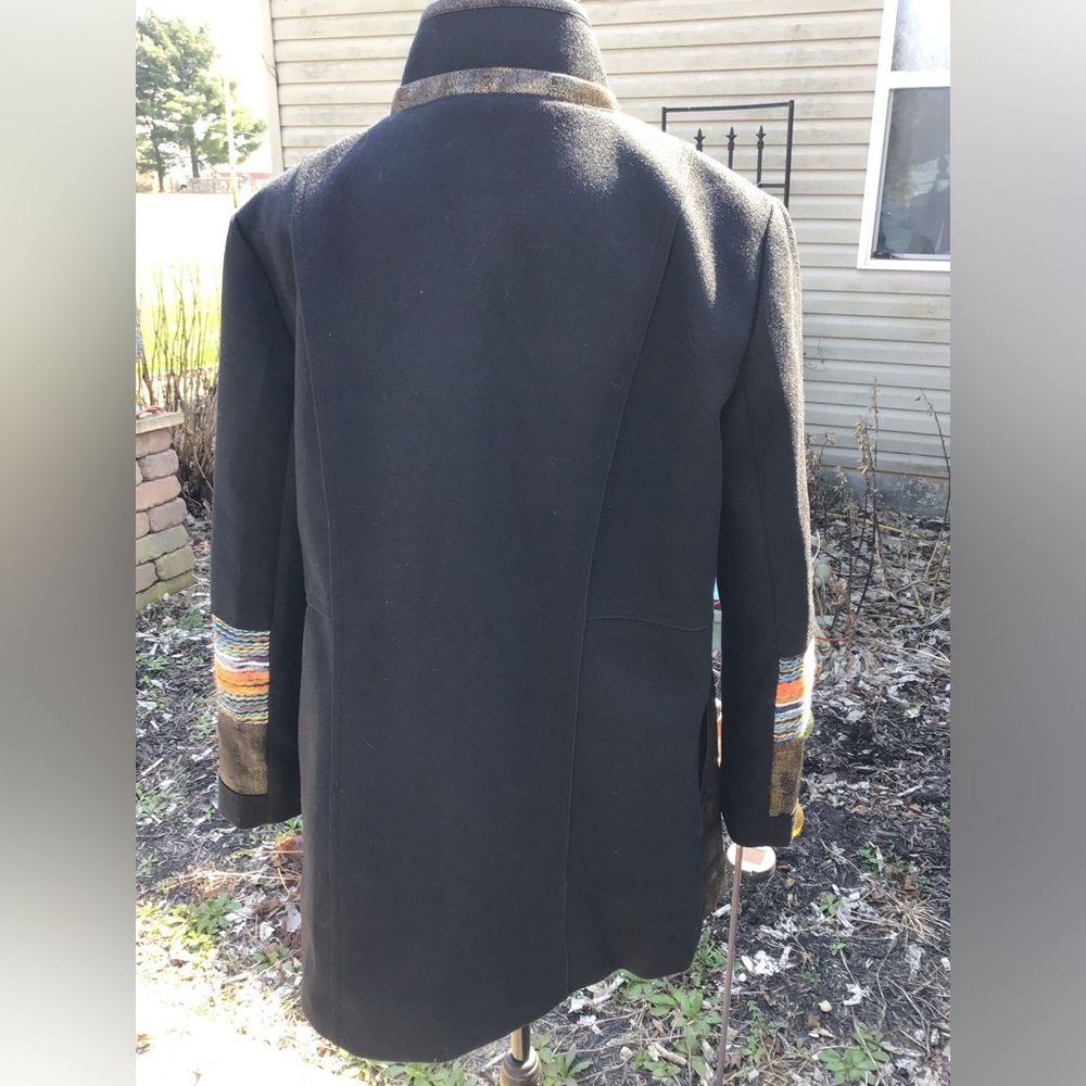 Ali Miles Black Patchwork Button-Front Coat with … - image 7